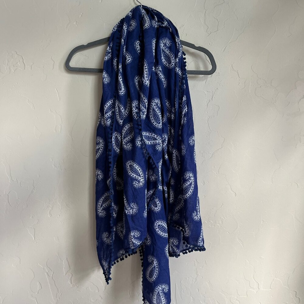 Boden Navy Blue Paisley Scarf/Beach Wrap